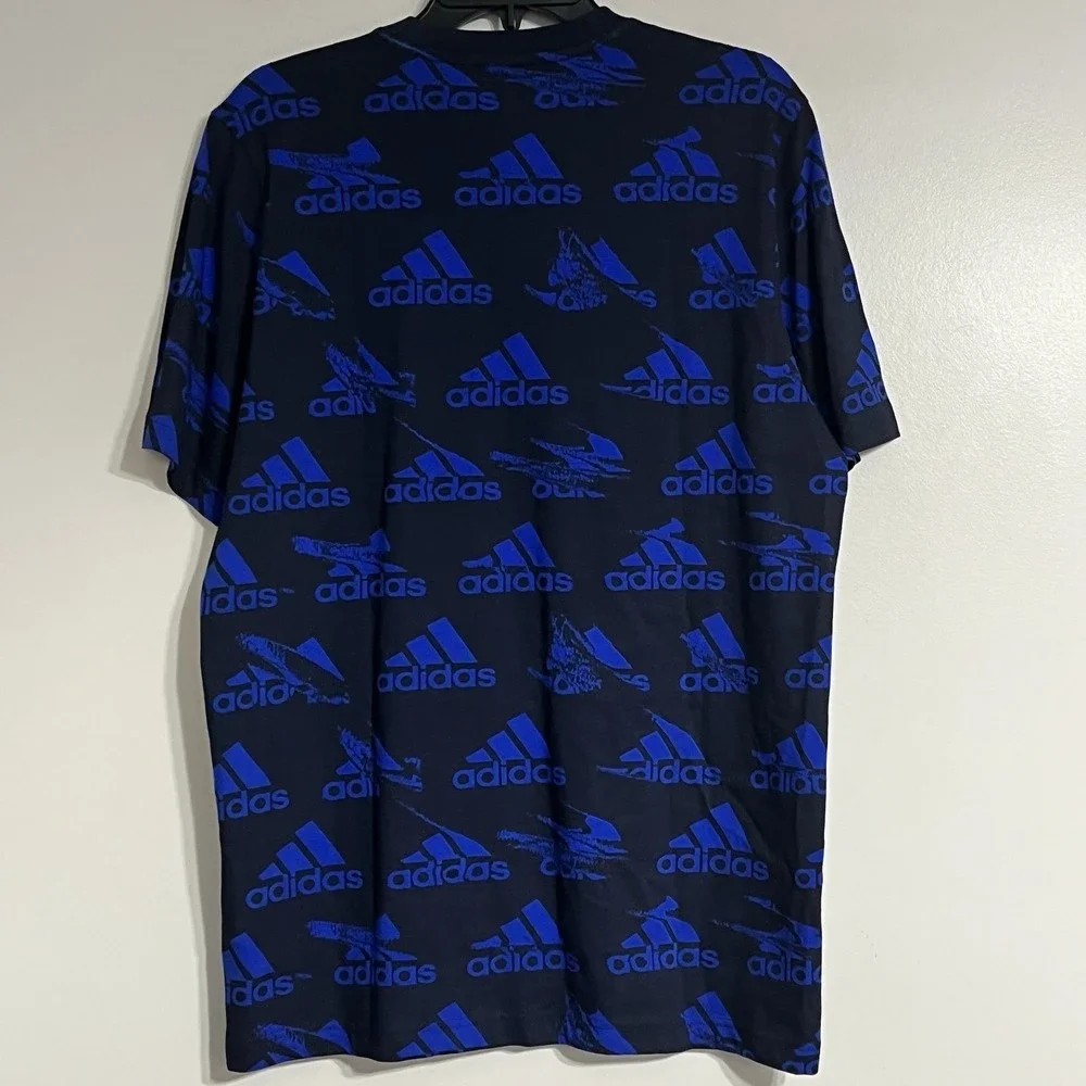 Adidas Essentials Brand love Tee T-shirt Blue & Black‎ Size Medium